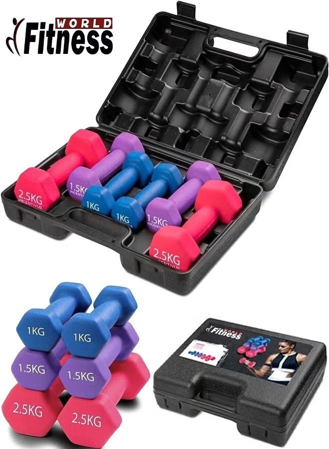 فيتنس ورلد طقم دمبل 10 كيلو متعدد الالوان شنطة دامبل وأوزان من فتنس وورلد - Image 1